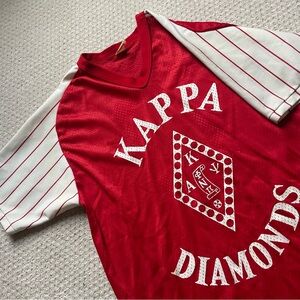 Vintage 80s Kappa Delta Sorority red and white baseball shirt with striped sleev